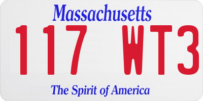 MA license plate 117WT3