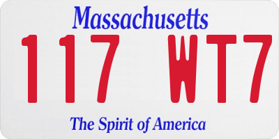 MA license plate 117WT7