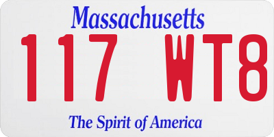 MA license plate 117WT8