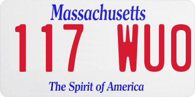 MA license plate 117WU0