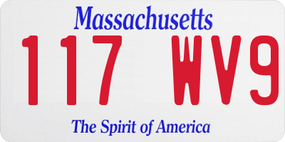 MA license plate 117WV9