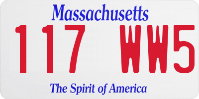 MA license plate 117WW5