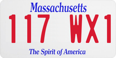 MA license plate 117WX1