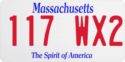 MA license plate 117WX2