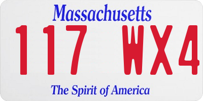 MA license plate 117WX4