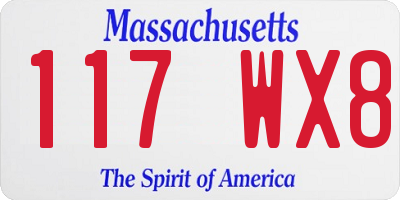 MA license plate 117WX8