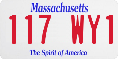 MA license plate 117WY1
