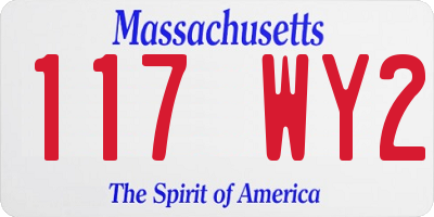 MA license plate 117WY2