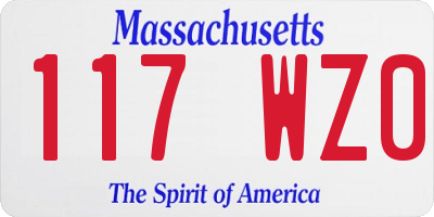 MA license plate 117WZ0
