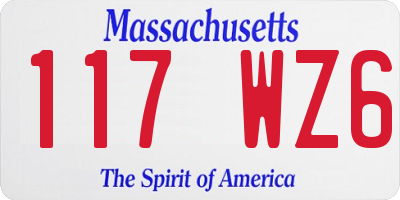 MA license plate 117WZ6