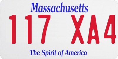 MA license plate 117XA4