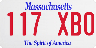 MA license plate 117XB0