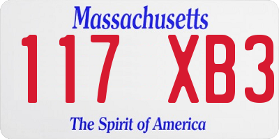 MA license plate 117XB3