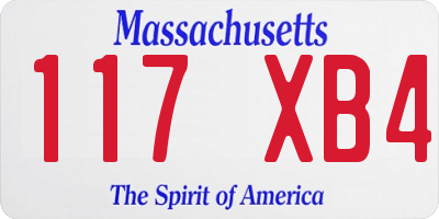 MA license plate 117XB4