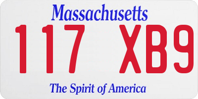 MA license plate 117XB9