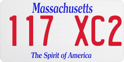MA license plate 117XC2