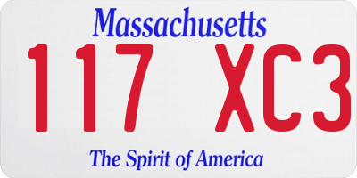 MA license plate 117XC3