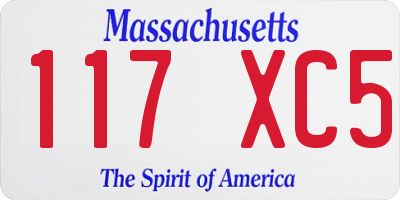 MA license plate 117XC5