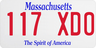MA license plate 117XD0