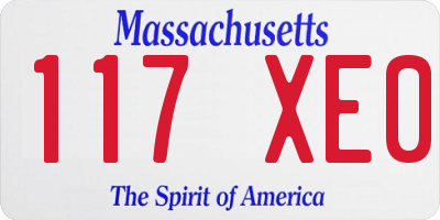 MA license plate 117XE0