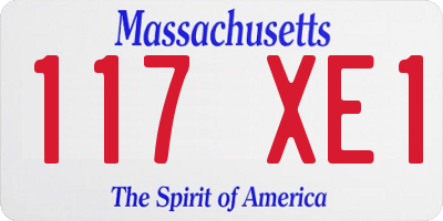 MA license plate 117XE1