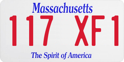 MA license plate 117XF1