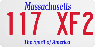 MA license plate 117XF2