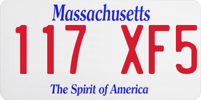 MA license plate 117XF5
