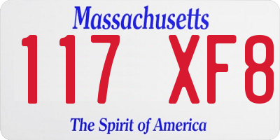 MA license plate 117XF8