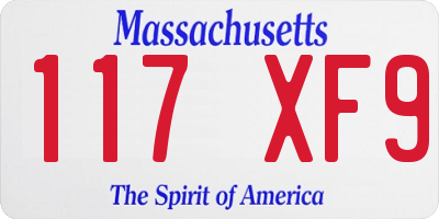 MA license plate 117XF9