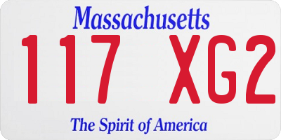 MA license plate 117XG2