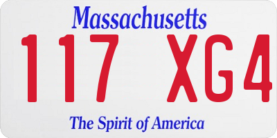 MA license plate 117XG4