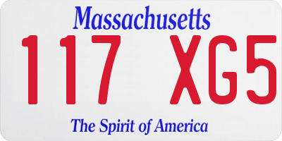 MA license plate 117XG5