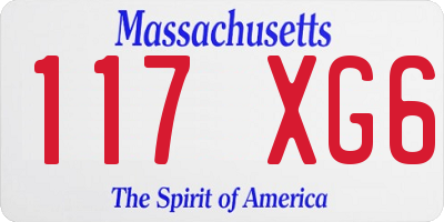 MA license plate 117XG6