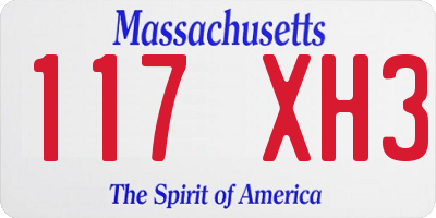 MA license plate 117XH3