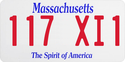 MA license plate 117XI1