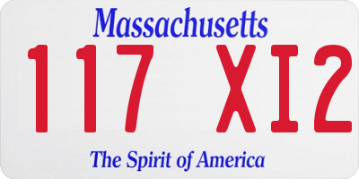 MA license plate 117XI2