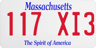 MA license plate 117XI3