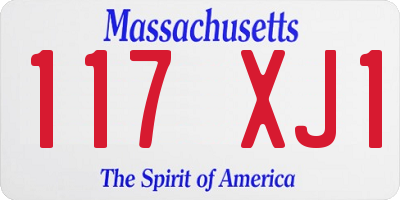 MA license plate 117XJ1