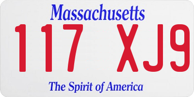 MA license plate 117XJ9