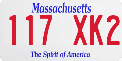 MA license plate 117XK2