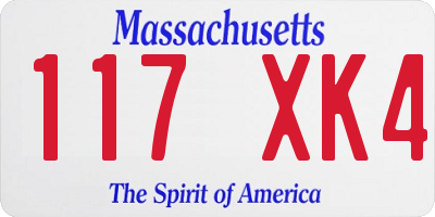 MA license plate 117XK4