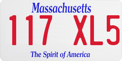 MA license plate 117XL5