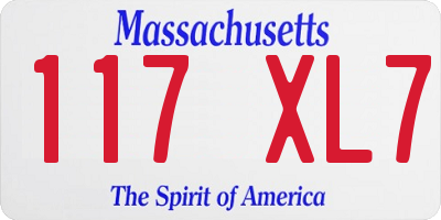 MA license plate 117XL7