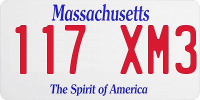 MA license plate 117XM3