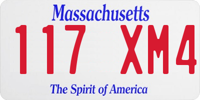 MA license plate 117XM4