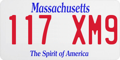 MA license plate 117XM9