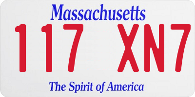 MA license plate 117XN7