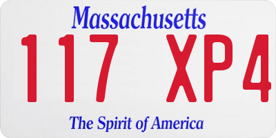 MA license plate 117XP4