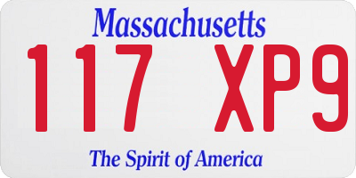 MA license plate 117XP9